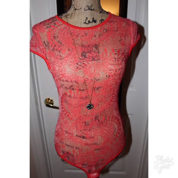 Tops - LAST ✨Host pick 1/1▪️sheer coral bodysuit